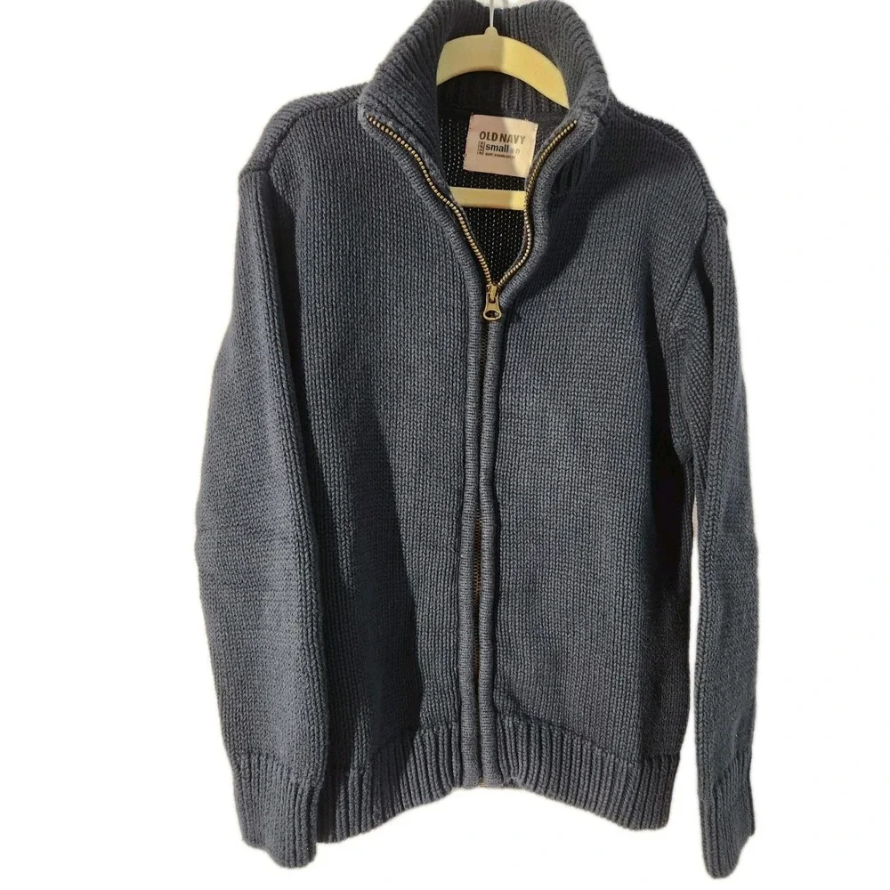 Old Navy‎ Boys Full Zip Collared Sweater SZ Small Navy Blue